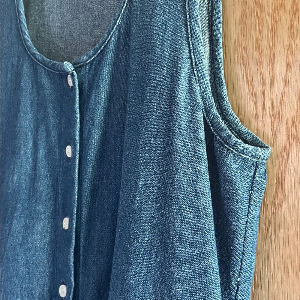 Beaton Linen Gather Dress in denim - Picture 3 of 8